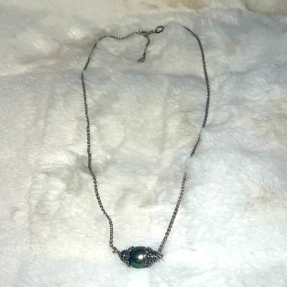 11-12MM Cultured Tahitian Pearl Rhodium over Sterling Silver 18 inch Necklace - Picture 2 of 5